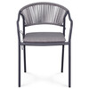 Zahradní židle, kov, polyratan, šedá, AZC-L1352 GREY