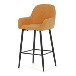 Barová židle, žlutá, látka,AUB-V4009 YEL6