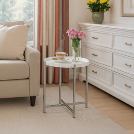 Odkládací stolek 50x50x50cm, dřevo, bílá, 80135-12 WT