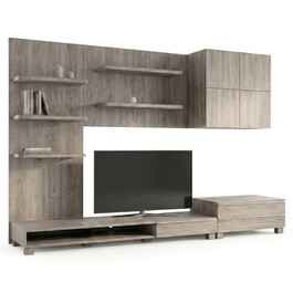 Obývací stěna 300x59x210cm, mdf, hnědá, 9HQ08