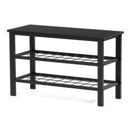 Botník 2 police, bez potahu, kov - černý matný lak