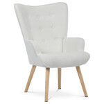 Křeslo ušák, bílá, látka bouclé, AK-309 WT2