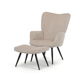 Relaxační křeslo, béžová, manšestrová látka, AK-L7285 CRM6
