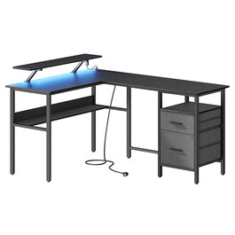 Pc stůl 150x120cm, mdf, černá, APC-E1395 BK