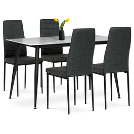 Jídelní set s 4 židlemi, 130x70x76cm, keramika, mramor, ASE-1004 BK2