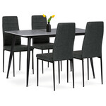 Jídelní set s 4 židlemi, 130x70x76cm mramor, ASE-1003 BK2