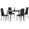 Jídelní set s 4 židlemi, 130x70x76cm mramor, ASE-1003 BK2
