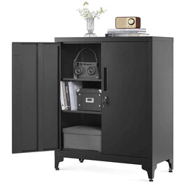 Komoda 80x40x90cm, kov, černá, AUS-E1113 BK