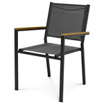 Zahradní židle, kov, síťovina, šedá, AZC-L1303 GREY