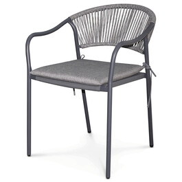 Zahradní židle, kov, polyratan, šedá, AZC-L1352 GREY