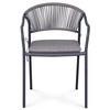 Zahradní židle, kov, polyratan, šedá, AZC-L1352 GREY