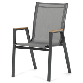 Zahradní židle, kov, síťovina, šedá, AZC-S1050 GREY