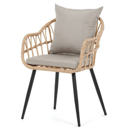 Zahradní židle, kov, polyratan, béžová, AZ-F1406 NAT