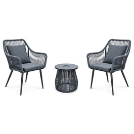 Zahradní set 1+2, solární podsvícení, kov, šedá, AZS-L1314 GREY