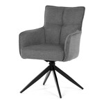 Jídelní židle otočná 180°, šedá, látka, DCH-P3170 GREY2
