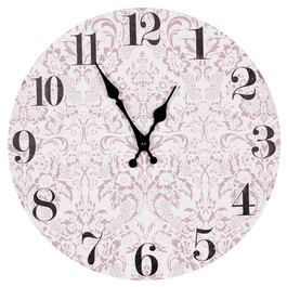 Hodiny nástěnné - pr. 34 cm, MDF, jemný květinový motiv