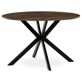 Stůl jídelní kulatý, 120x120x75,5 cm, MDF staré dřevo, černé kovové nohy