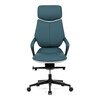 Kancelářské křeslo, houpací mechanismus, modrá ekokůže, KA-T8426 GRN