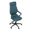 Kancelářské křeslo, houpací mechanismus, modrá ekokůže, KA-T8426 GRN