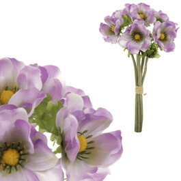 Sasanka - umělá kytice, 6 květů, barva světle fialová