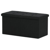 Taburet s úložným prostorem, černá, látka, TAB-462 BK2