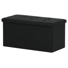 Taburet s úložným prostorem, černá, látka, TAB-462 BK2