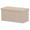 Taburet s úložným prostorem, béžová, látka, TAB-462 CRM2