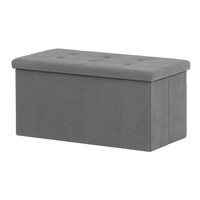 Taburet s úložným prostorem, šedá, manšestrová látka, TAB-472 GREY6