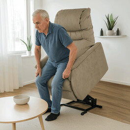 Polohovací křeslo, elektrické kabelové ovládání, béžová, látka, TV-1171 CAP2