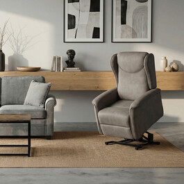 Polohovací křeslo, elektrické kabelové ovládání, béžová, látka, TV-1192 SIL2