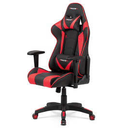 Herní křeslo, houpací mechanismus, červená ekokůže, KA-F03 RED