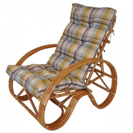 Ratanové křeslo polohovací ratan semambo polstr UNIKO žlutá kostka