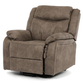 Polohovací křeslo, elektrické zabudované ovládání, hnědá, látka vintage, TV-Q8668 BR3