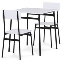 Jídelní set s 2 židlemi, 70x70x76cm, mdf, bílá, AUT-O2121 WT