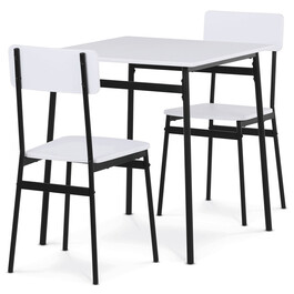 Jídelní set s 2 židlemi, 70x70x76cm, mdf, bílá, AUT-O2121 WT