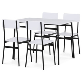Jídelní set s 4 židlemi, 110x70x76cm, mdf, bílá, AUT-O2155 WT