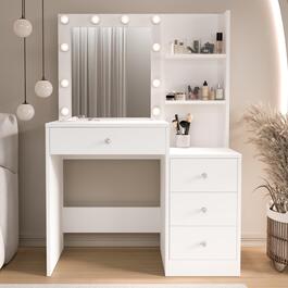 Home toaletní stolek s osvětlením 4S, bílá