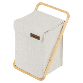 Koš prádelní - polyester, bambusová konstrukce, barva krémová