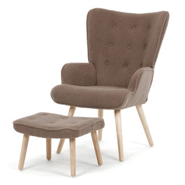 Relaxační křeslo, hnědá, látka bouclé, AK-319 BR2
