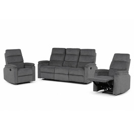 Sedací souprava, polohovací, šedá, manšestrová látka, ASD-C5981 GREY6