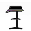 Pevný herní stůl 140x60cm, RGB LED, výběr výšky, melamin, carbon, LT-H1214 BK