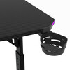 Pevný herní stůl 140x60cm, RGB LED, výběr výšky, melamin, carbon, LT-H1214 BK