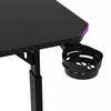 Pevný herní stůl 160x60cm, RGB LED, výběr výšky, melamin, carbon, LT-H1216 BK