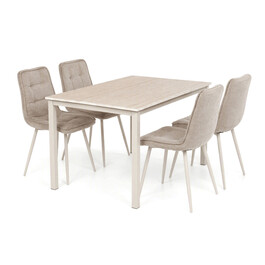 Jídelní set s 4 židlemi Regulus, béžová, 110x70x75cm, mdf, travertin, ASE-1042 LAN2