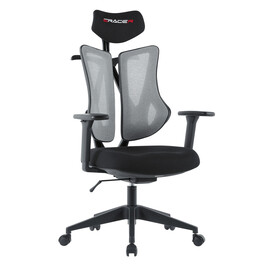 Kancelářská židle E-racer, synchronní mechanismus, šedá síťovina, KA-H3246 GREY